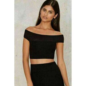 Nasty Gal Lux LA Mesh Cutout Off Shoulder Top M